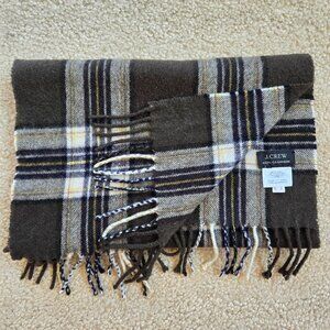 J. Crew Plaid Cashmere Scarf Dark Green Plaid